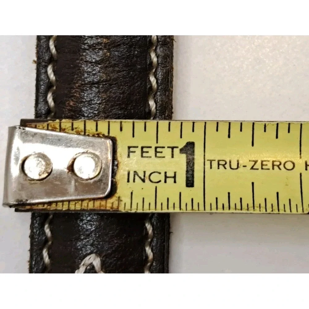 M Toulouse Brown Saddle Leather Belt 30 Embroidered Western Cowgirl Brass Buckle